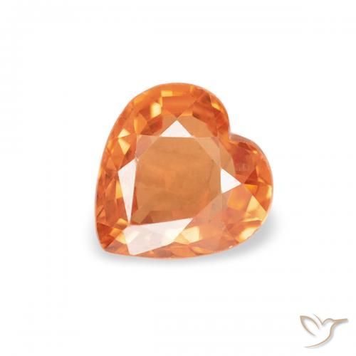 0.38 ct Orange Sapphire Stone, Natural Sapphire in Heart Facet Shape for Sale
