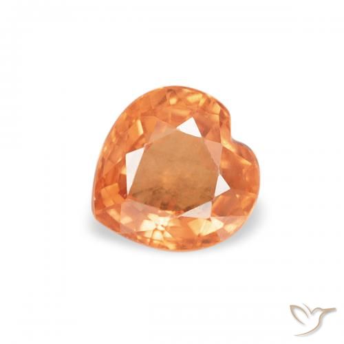 0.43ct Natural Bright Orange Sapphire, Heart, VS