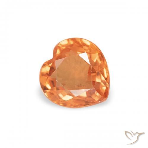 0.43 ct Orange Sapphire Stone, Natural Sapphire in Heart Facet Shape for Sale