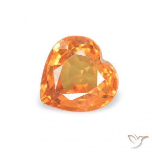 0.42ct Natural Bright Orange Sapphire, Heart, VS