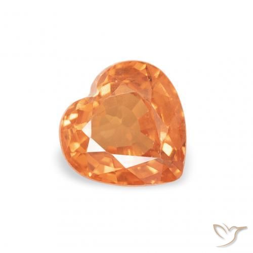 0.42 ct Orange Sapphire Stone, Natural Sapphire in Heart Facet Shape for Sale