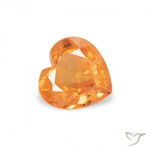 0.44 ct Orange Sapphire Stone, Natural Sapphire in Heart Facet Shape for Sale