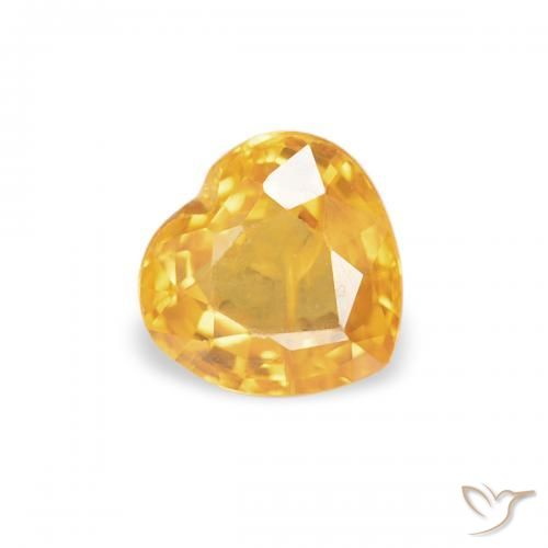 0.44 ct Golden Sapphire Stone, Natural Sapphire in Heart Facet Shape for Sale