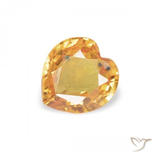 0.43ct Natural Orange-Gold Sapphire, Heart, VVS-VS