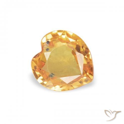 0.43 ct Golden Sapphire Stone, Natural Sapphire in Heart Facet Shape for Sale