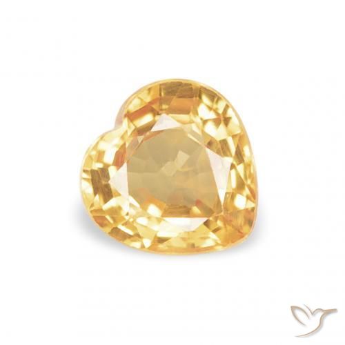 0.44 ct Golden Sapphire Stone, Natural Sapphire in Heart Facet Shape for Sale