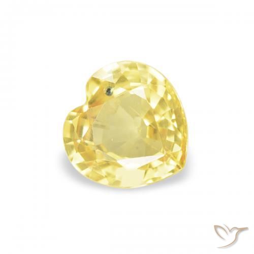 0.41 ct Yellow Sapphire Stone, Natural Sapphire in Heart Facet Shape for Sale