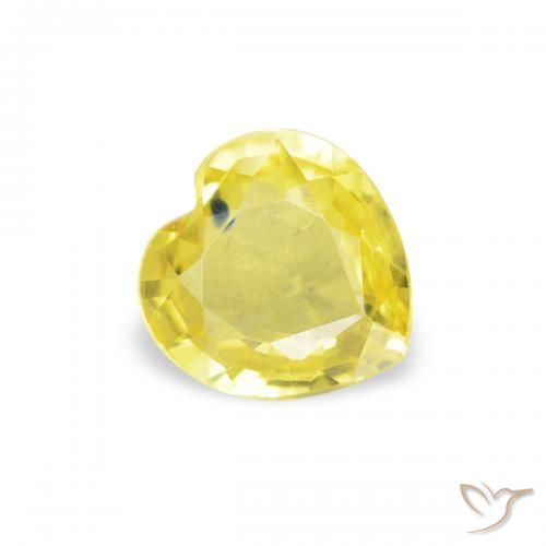 0.39 ct Yellow Sapphire Stone, Natural Sapphire in Heart Facet Shape for Sale
