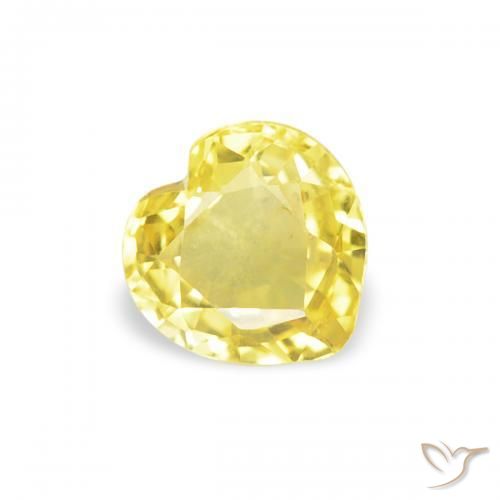 0.40 ct Yellow Sapphire Stone, Natural Sapphire in Heart Facet Shape for Sale