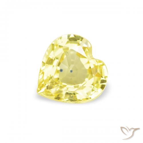 0.41ct Natural Light Yellow Sapphire, Heart, VVS-VS