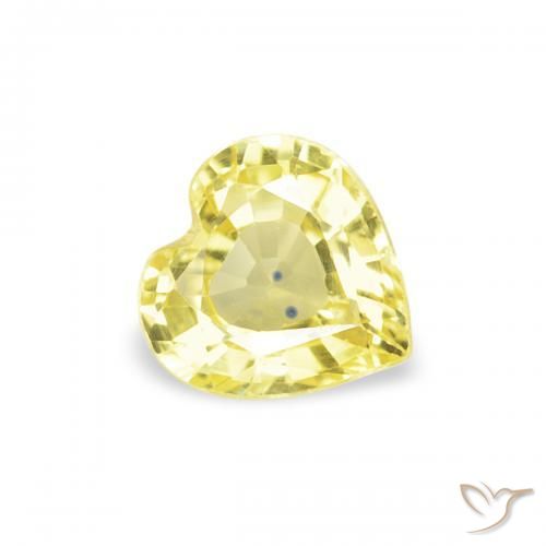 0.41 ct Yellow Sapphire Stone, Natural Sapphire in Heart Facet Shape for Sale