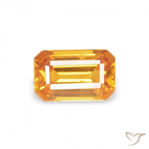 0.41ct Natural Orange-Gold Sapphire, Emerald Cut, VS