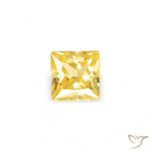 0.18ct Natural Medium Yellow Sapphire, Square, VS