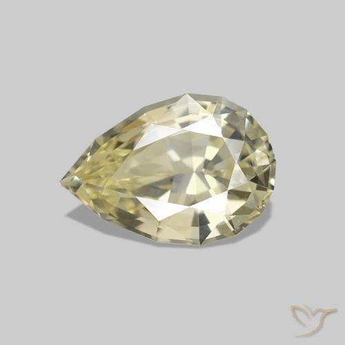 1.37 ct Yellow Sapphire Gemstone, Sapphire Gem in Pear Facet Shape for Sale.