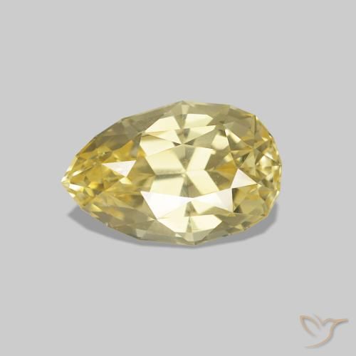 1.18 ct Yellow Sapphire Gemstone, Sapphire Gem in Pear Facet Shape for Sale.