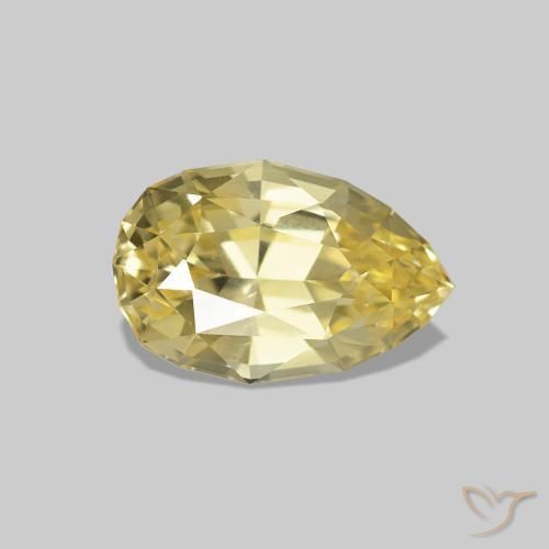 1.18 ct Yellow Sapphire Stone, Natural Sapphire in Pear Facet Shape for Sale