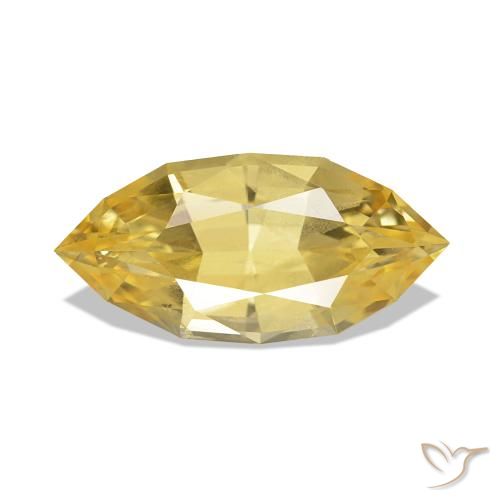 1.37 ct Yellow Sapphire Gemstone, Sapphire Gem in Marquise Facet Shape for Sale.