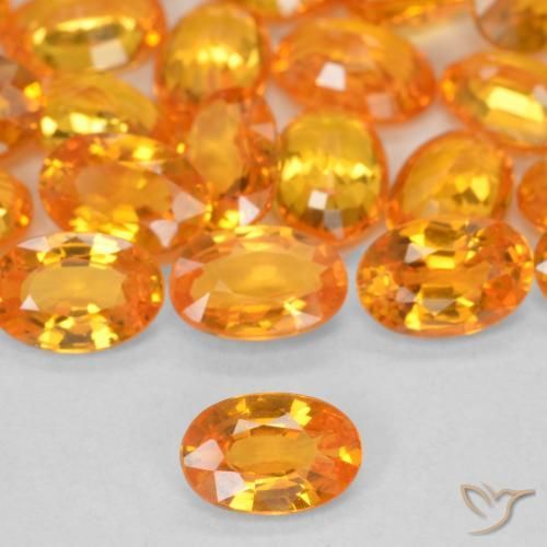 10.13 ctw Orange Sapphire Gemstones, Sapphire Gems in Oval Facet Shape for Sale.