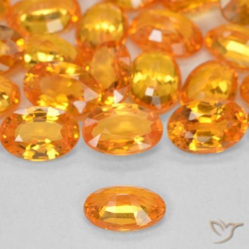Sapphire Gemstones in 6 x 4 mm (calibrated) Size for Sale, Sapphire Stones in Bright Orange Color