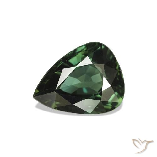 1.48 ct Green Sapphire Gemstone, Sapphire Gem in Pear Facet Shape for Sale.