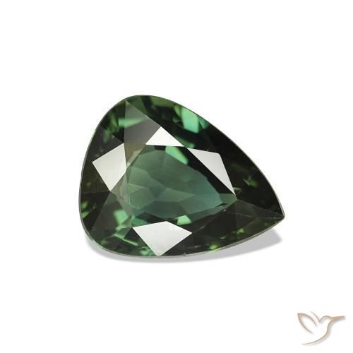 1.48 ct Green Sapphire Stone, Natural Sapphire in Pear Facet Shape for Sale