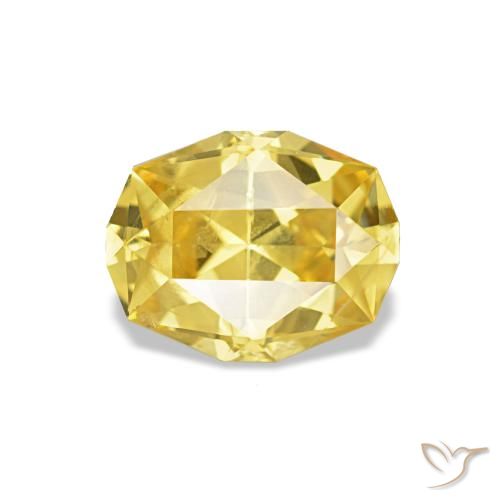 0.92 ct Yellow Sapphire Gemstone, Sapphire Gem in Oval Concave Cut Shape for Sale.