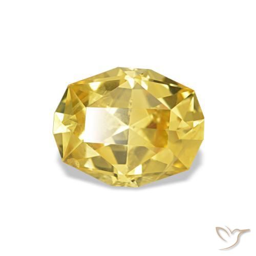 0.92 ct Yellow Sapphire Stone, Natural Sapphire in Oval Concave Cut Shape for Sale