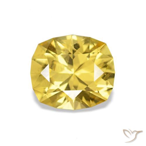1.06 ct Yellow Sapphire Gemstone, Sapphire Gem in Cushion Concave Cut Shape for Sale.