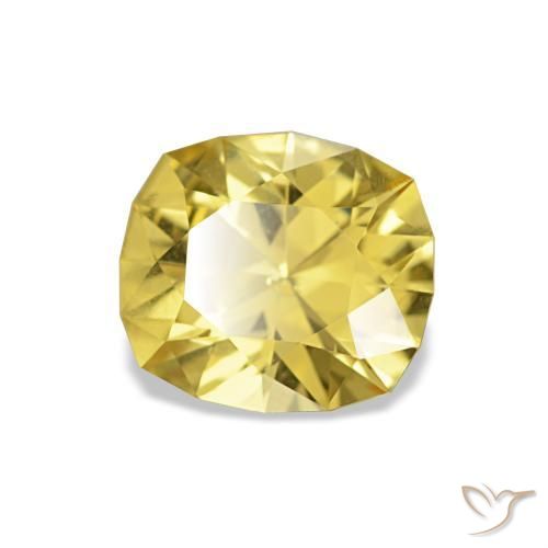 1.06 ct Yellow Sapphire Stone, Natural Sapphire in Cushion Concave Cut Shape for Sale