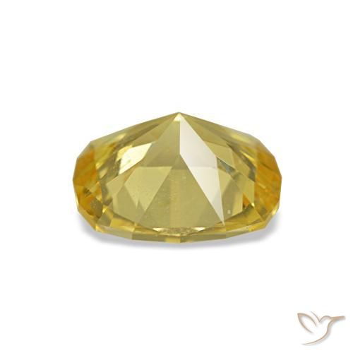Sapphire Gemstone in 6.6 x 5.9 mm Size for Sale, Sapphire Stone in Medium Yellow Color