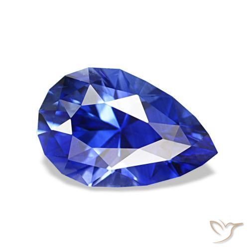 1.55 ct Blue Sapphire Stone, Natural Sapphire in Pear Concave Cut Shape for Sale