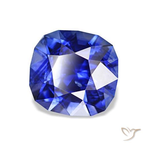 1.42 ct Blue Sapphire Stone, Natural Sapphire in Cushion Concave Cut Shape for Sale