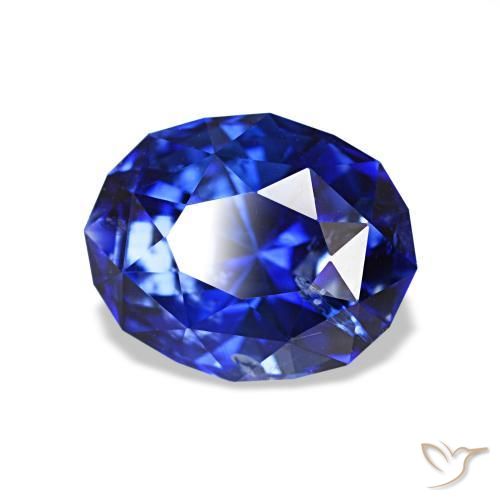 1.78 ct Blue Sapphire Stone, Natural Sapphire in Oval Concave Cut Shape for Sale