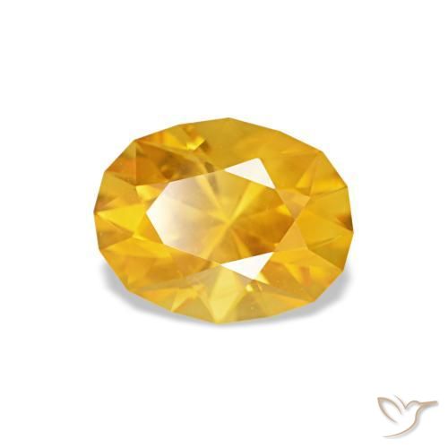 0.92 ct Golden Sapphire Stone, Natural Sapphire in Oval Diamond-Cut Shape for Sale