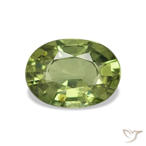 1.04 ct Green Sapphire Gemstone, Sapphire Gem in Oval Facet Shape for Sale.
