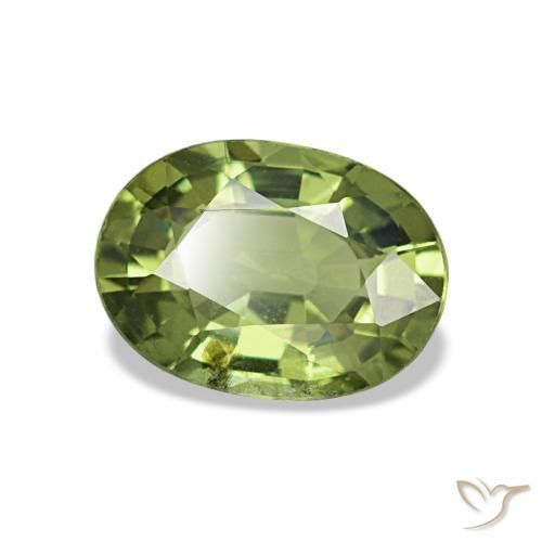 1.04 ct Green Sapphire Stone, Natural Sapphire in Oval Facet Shape for Sale