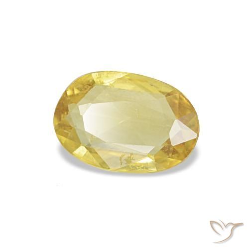 0.34 ct Yellow Sapphire Stone, Natural Sapphire in Oval Facet Shape for Sale