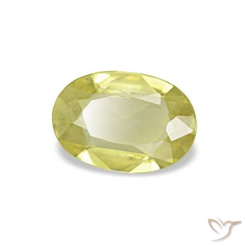 0.45 ct Yellow Sapphire Stone, Natural Sapphire in Oval Facet Shape for Sale