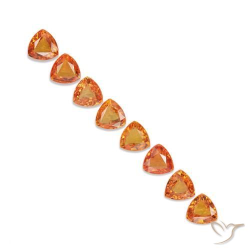 5.34 ctw Orange Sapphire Stones, Natural Sapphire in Trillion Facet Shape for Sale