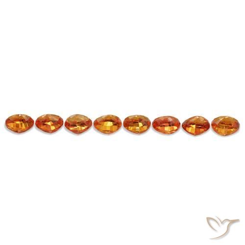 Sapphire Gemstones in 5 x 5 mm (calibrated) Size for Sale, Sapphire Stones in Medium Orange Color