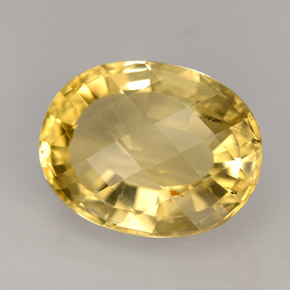 5.95 ct Yellow Scapolite Stone, Natural Scapolite in Oval Checkerboard Shape for Sale
