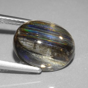 4.98 ct Multicolor Scapolite Stone, Natural Scapolite in Oval Cabochon Shape for Sale