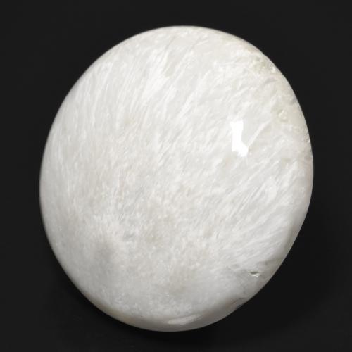 24.42 ct White Scolecite Stone, Natural Scolecite in Round Cabochon Shape for Sale