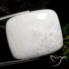 30.85 ct White Scolecite Stone, Natural Scolecite in Cushion Cabochon Shape for Sale