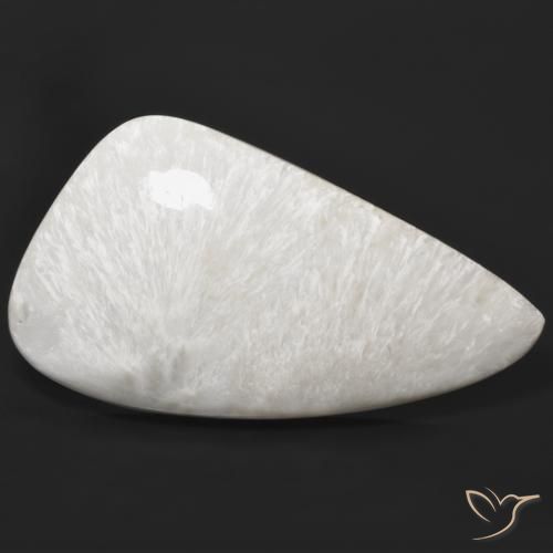 43,7x24,2 mm fancy-schliff weißer Scolecit aus Südafrika, Gewicht von 38,19 ct, natürlicher Edelstein in Opaque Reinheit, 1 Stück fancy-schliff Scolecit - Farbe: Hellweiß, Mohs-Härte von 5 - 5,5, Photo A