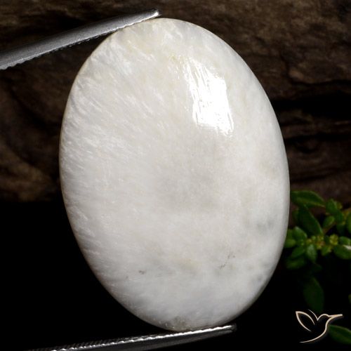 29,5 x 21,3mm weißer Scolecit im Oval-Cabochon Schliff aus Südafrika, Gewicht 22,71 ct, Garantiert echter Edelstein in Opaque Reinheit, 1 Stück Scolecit - die Farbe ist Warmweiß, Mohs-Härte von 5 - 5,5, Photo A
