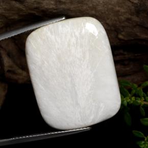 Cream White Scolecite Edelstein - 21.2ct Kissen Cabochon (ID: 472803)