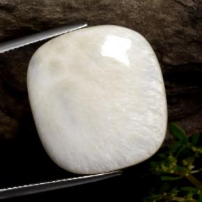 21.21 ct White Scolecite Gemstone, Scolecite Gem in Cushion Cabochon Shape for Sale.