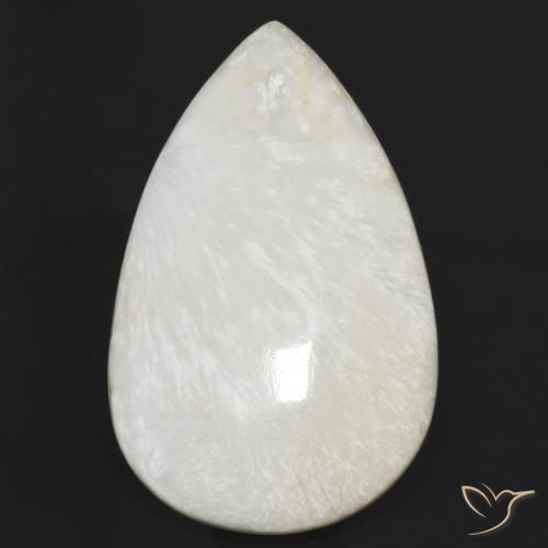 Scolecite Gemstone loose Scolecite Scolecite Cabochon Loose Gemstone 37x24x6mm White Scolecite Pear shape Scolecite Wave scolecite