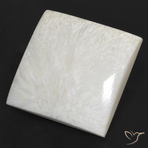 79.97 ct White Scolecite Stone, Natural Scolecite in Square Cabochon Shape for Sale